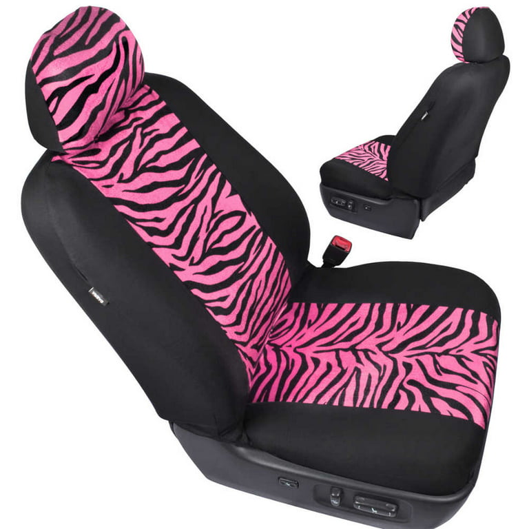 Beige/Black Zebra Animal Print Full Seat Cover Set Fits Car Truck Van SUV 12 PC